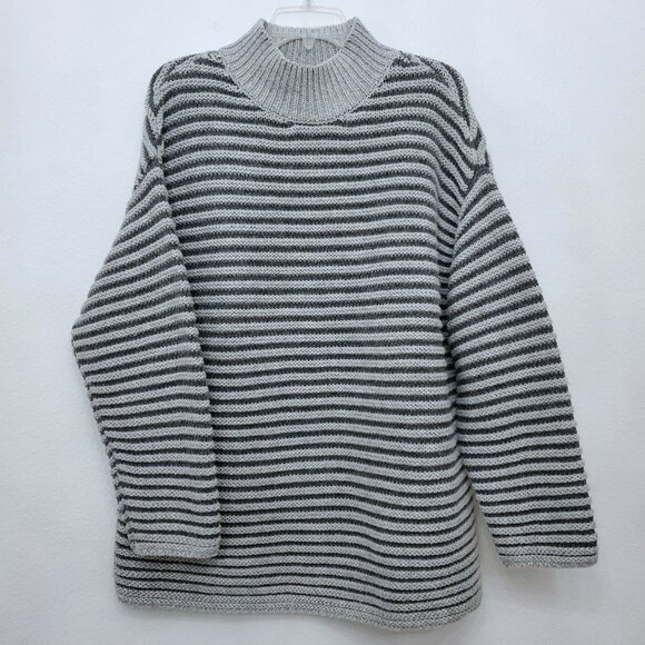 Haven Well Within Mock Turtleneck Ottoman Stitch Wool Blend Pullover Sweater L - Picture 2 of 12